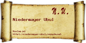 Niedermayer Ubul névjegykártya